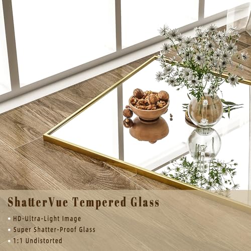 Image of BEAUTYPEAK Full Length Mirror, 58 inchx14 inch Standing Hanging or Leaning Against Wall Floor Mirrors Body Dressing Wall-Mounted for Living Room, Bedroom with Aluminum Alloy Thin Frame, Gold