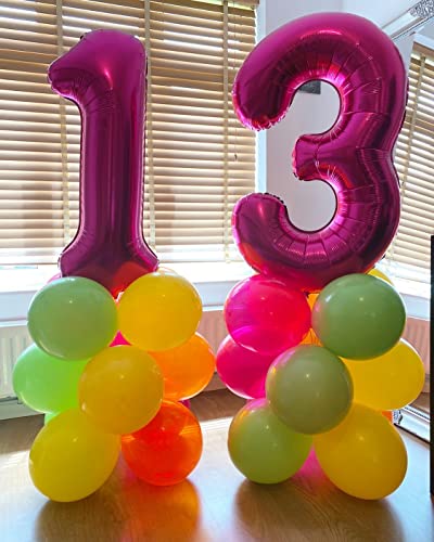 Image of 40 Inch Hot Pink 13 Number Balloons Giant Jumbo Huge 13 or 31 Foil Mylar Helium Number Digital Balloons Dark Pink Birthday Mylar Digital Balloons 13th 31st Birthday Anniversary Events Party