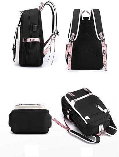 Miniatura 3 de Mochila para niñas y niños mochila escolar para estudiantes de escuela primaria secundaria mochila de viaje para niños Negro Rosa Mochilas Daypack