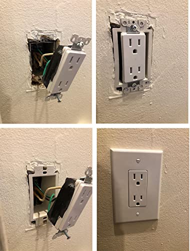 Imbaprice Be1-5 (1-Gang) Electrical Power Outlet Box Extender - White, (5-Pack) With 6-32 Flat Head Screws #TOP4