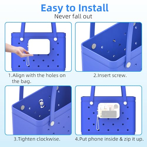 SEVENKA 2 Silicone Phone Holders for Bogg Bag Accessories Inserts, Secure Zipper Phone Case Holder Charms Compatible with Bogg Bags, Wallet Pouch Attachment for Beach Tote Bags3