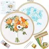 1-Pack Embroidery Kit, Three-Dimensional Flower Pattern Beginner Embroidery Starter Kit,Stamped Embr