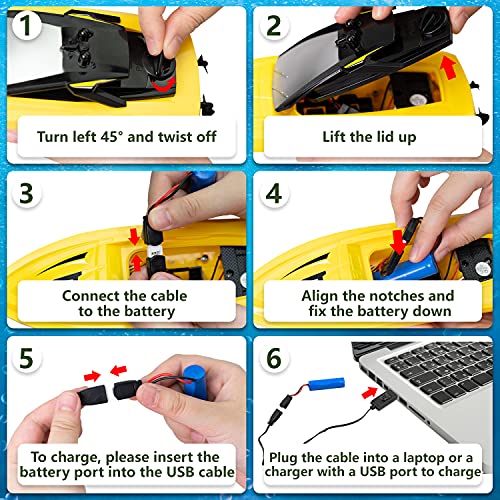 2 In 1 Rc Boat For Kids, 2.4G Crocodile Remote Control Boat For Pools And Lakes Pond Garden Mini Yellow Speed Electric Floating Toys Boat With Disassembled Simulation Crocodile Head Spoof Toy For Boy #TOP6