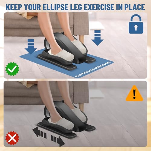 Image of Under Desk Elliptical Mat - Non-Slip Exercise Equipment for Peloton Bike, Small Exercise Mat for Desk Workout Equipment