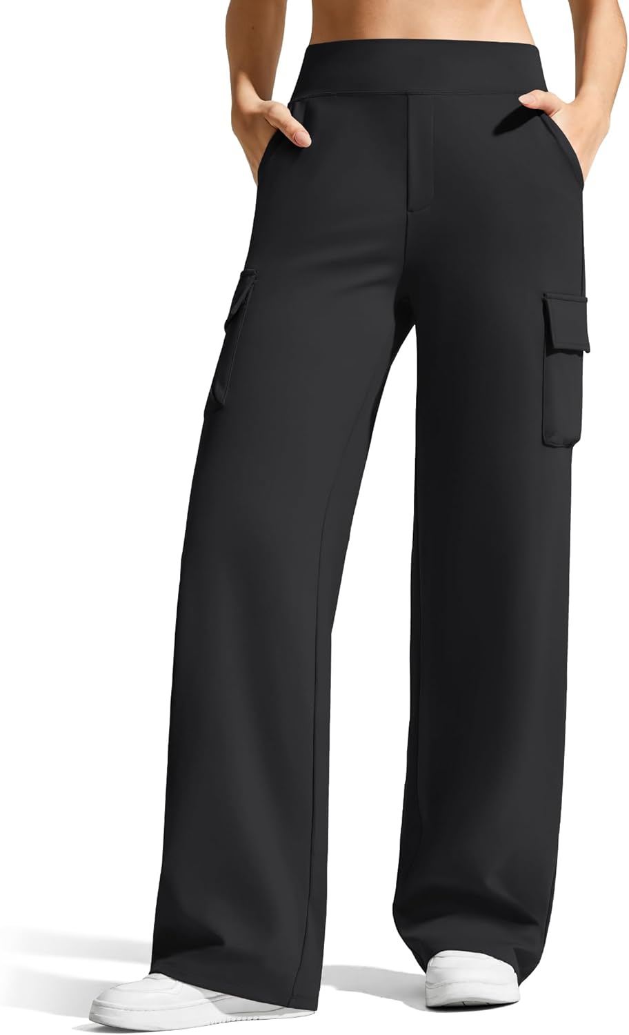 G4Free EverGoing Wide Leg Cargo Pants Women with 4 Pockets High Waisted Yoga Pants Stretch Casual Trousers