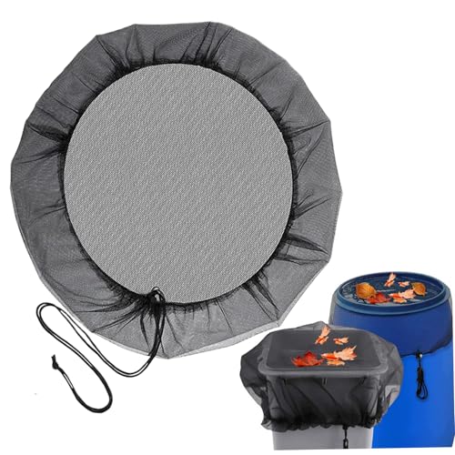 Copertura in rete per barile per pioggia da 24 pollici, resistente agli strappi, con coulisse, rete esterna per tenere fuori foglie e detriti, schermo per barile per pioggia nero