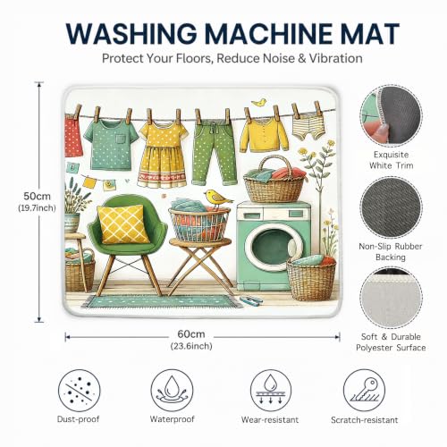 Image of Nuxovilar Clothesline Dryer Cover Top 2pcs 23.6x19.7in Polyester Mat | Dryer cover top clothesline protector mat laundry room home apartment dust proof (Clothesline)