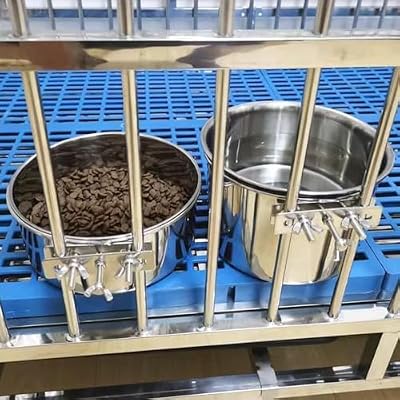 Dog Crate Water Bowl No Spill, 2 Pack Stainless Steel Large Dog Bowls, Hanging Dogs Kennel Water and Food Bowls for Crate Cage,Metal Feeder Dish Coop Cup for Medium Large Dogs Pets