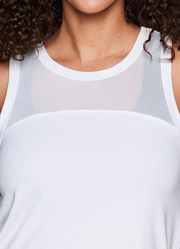 Rbx Women's Running Tank Top With Mesh Breathable Yoga Workout Tank T-Mesh White M #TOP2