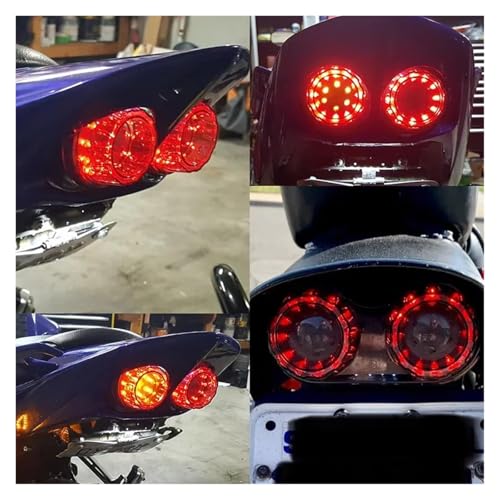 Luz trasera para motocicleta universal de 12v con freno integrado y soporte de matrícula 6