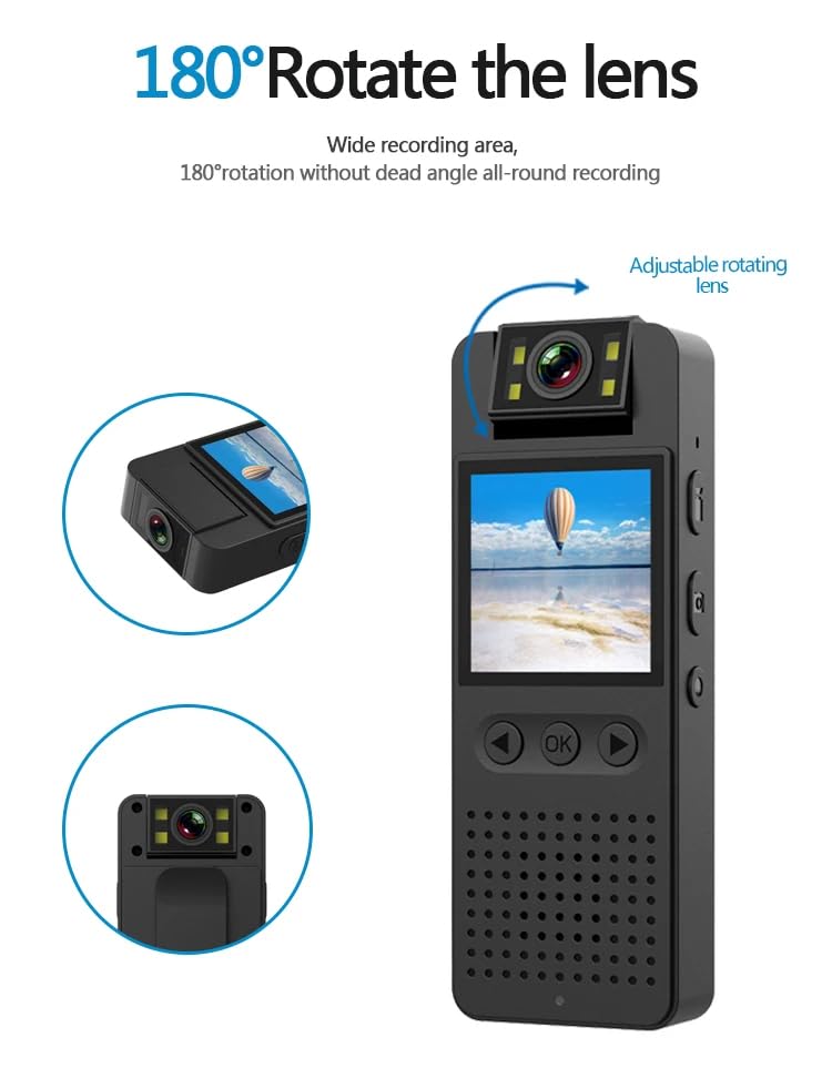 Image of 1080P Full HD Body Worn Camera with 155 Wide-Angle Lens, Night Vision, Motion Detection and 5-Hour Recording. Compatible with Windows PCs, laptops, Mac Computers and USB-Enabled Devices