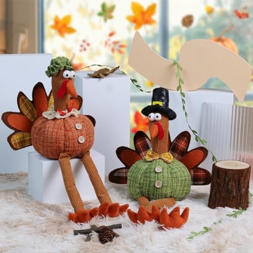 Dindes en peluche d'automne (pack de 2) - Cadeau idéal pour Thanksgiving - 7