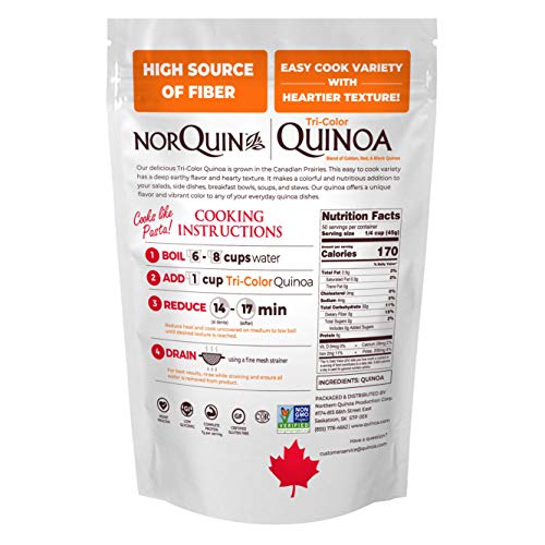 NorQuin Tri-Color Quinoa- Great Blend of Golden, Red & Black Quinoa (5lb) - Great for Food Storage, Restaurants & Wholesale - Perfect Rice & Grain Alternative - Kosher Certified, Gluten Free, Non-GMO