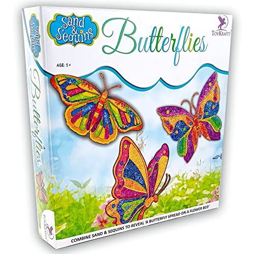 ToyKraft: Butterflies Sand Picture Art Kits | Sequin Picture Art | Art and Craft Kits | Gift for Girls Boys 5-10 Year