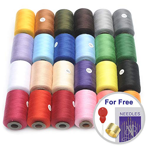 MILIJIA Sewing Threads, 24 Colors Polyester Thread, 1000 Yards Each Spools, Sewing Kits for Hand &...
