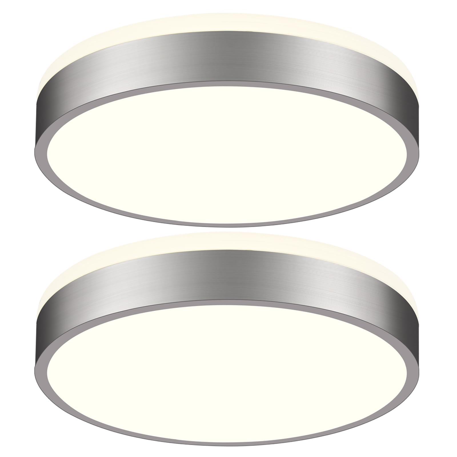 Ken &amp; Ricky 12" Modern Flush Mount Ceiling Light，Brush Nickel,2 Pack