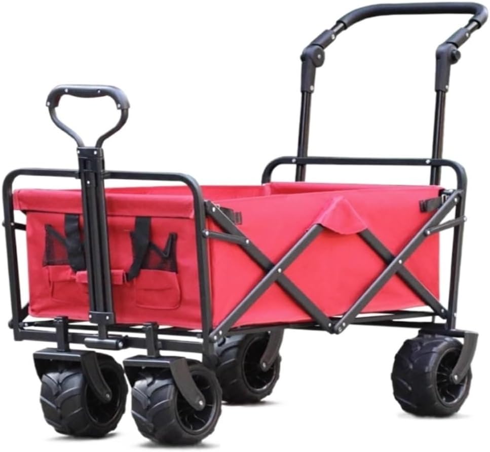 Folding Wagon Cart Beach Wagon Grocery Wagon Outdoor Folding Utility Wagon Outdoor Utility Wagon Folding Camping Cart Garden Transport Truck Adjustable Handle Garden Wago
