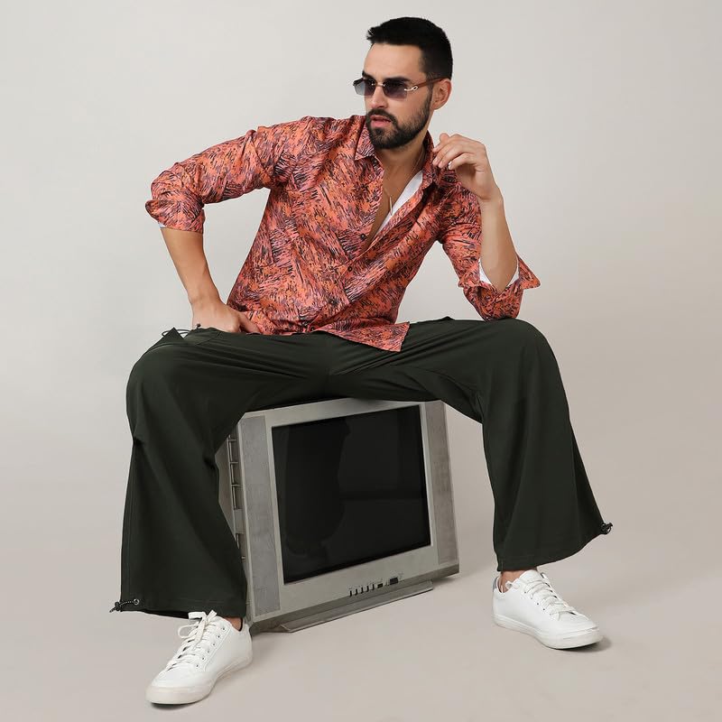 Image of CAHOOT Men's Twisted Crease Shirt for Casual Wear | Spread Collar | Long Sleeve | Button Closure | Shirt Crafted with Comfort Fit for Everyday Wear