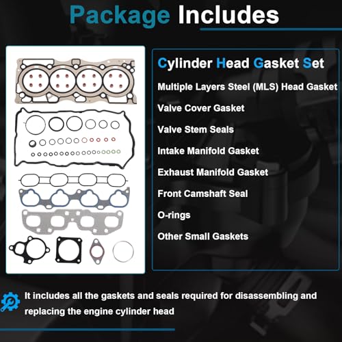 Image of AUCERAMIC Cylinder Head Gasket Set Fit for 2007-2012 Nissan Sentra Altima 2014-2015 Nissan Rogue Select 2008-2013 Rogue MLS Valve Cover Gasket 2.5L L4 Replace # HS54593 HS26519PT