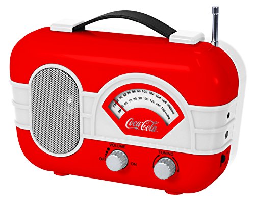 Coca-Cola Retro Desktop Vintage Style Am/FM Battery Operated Radio with Auxillary Input Red/White