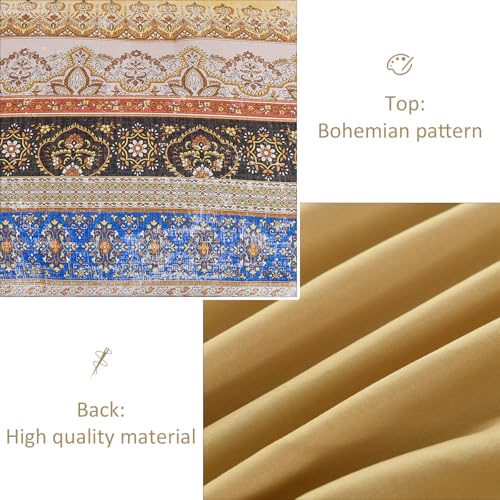 Image of Cottolester Boho Full Comforter Set 8 Pieces,Yellow Bohemian Striped Bed in a Bag,Paisley Soft Microfiber Bedding Comforter Set