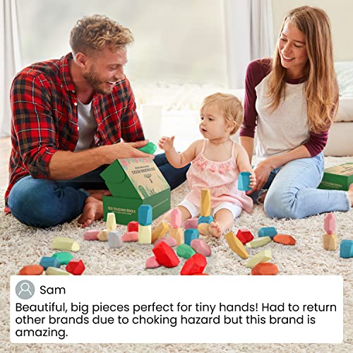 Eversmart 36 Pcs Wooden Stacking Blocks – Montessori Toys For 1 2 3 4 5 6 Year Old Toddlers And Kids, Xl Rocks, No Choking Hazard – Sensory Stem Building Stones, Girl Or Boy Birthday Gifts #TOP5