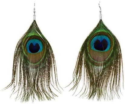 Jade Onlines features Natural Feather Peacock Earrings