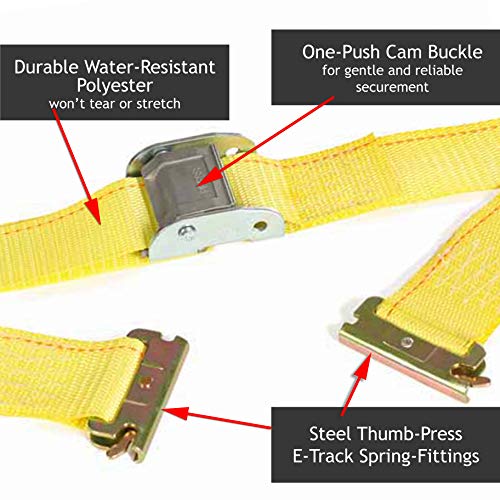 Image of E-Track Tiedown Kit: (2) 20' Ratchet Straps, (2) 16' Ratchet Straps, (2) 12' Cam Buckle Straps, 10 E-Track End Caps, 2 E-Track Bags. Value Trailer Accessories. E-Track Rails NOT Included.