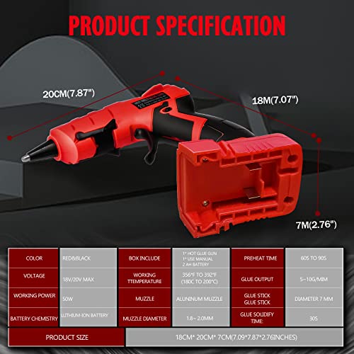 Cordless Hot Glue Gun, Suitable For Milwaukee M18 18V Li-Ion Battery, (2 A Battery Included) For Arts & Crafts & Diy & Repairs, 30S Quick Preheat Hot Melt Glue Gun With 30 Pcs Glue Sticks(7 * 150Mm) #TOP3