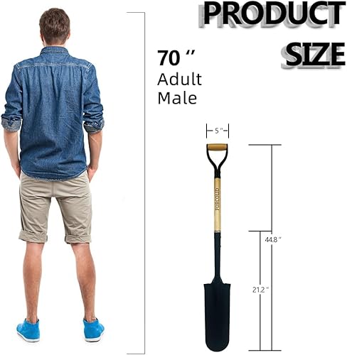 Miniatura 3 de Pala de desagüe, pala de drenaje de jardín, pala de zanja, mango en D de tejido, agarre en Y de acero, pala de pala de pala de 45 pulgadas para