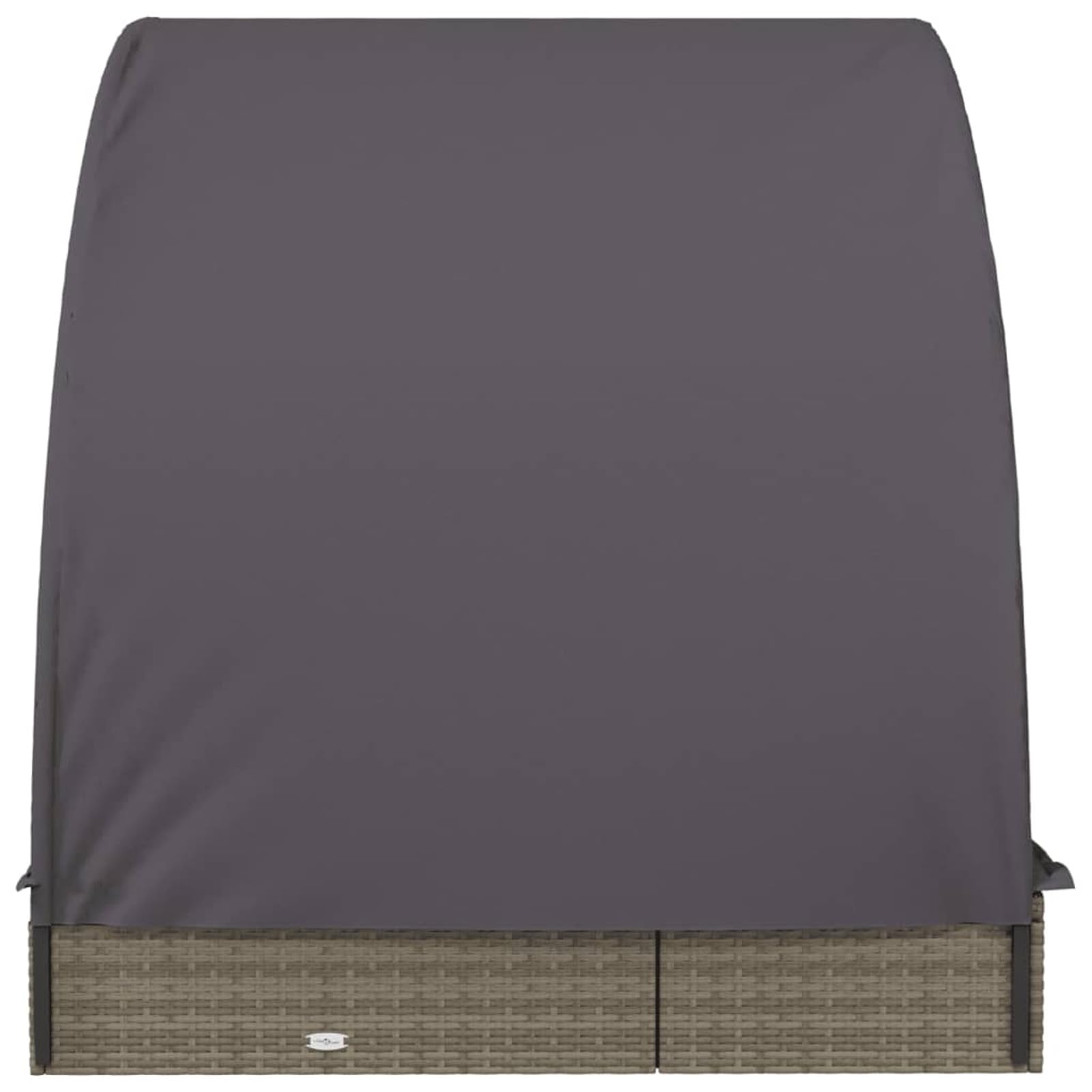 Homgoday Lit double toit rond gris 211 x 112 x 140 cm Polyrotin, chaises longues, canapé-lit, meubles de jardin, lit de piscine, pour terrasse extérieure, balcon