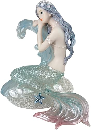 Miniatura 9 de Rayberro Figuras de sirena de cristal de 7.28 pulgadas, escultura de sirena de resina transparente, adornos de princesa mediterránea, decoración de