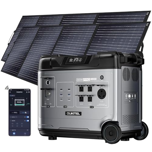 OUKITEL P5000 Pro 3600W Solar Generator with 2x400W Panel, 5120Wh Solar power station with 5 AC Outlets (5000W Peak), 1800W Fast Charging, Emergency Battery Backup for Home, Camping & RVs