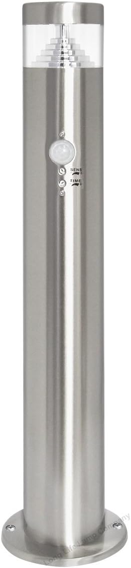 Motion Sensor LED Bollard Garden Lamp Post Stainless Steel Outdoor PIR Ground Light Cool White ZLC072