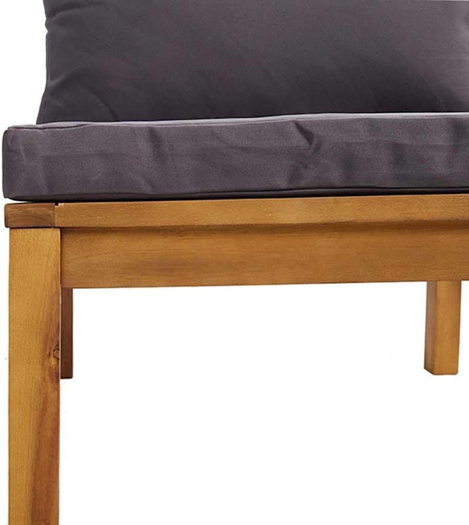 Modern Outdoor Middle Sofa, Solid Acacia Wood Frame, Dark Grey Cushions, 27.2" Seat Depth, Weather-Resistant Patio Furniture for Balcony, Garden, Terrace