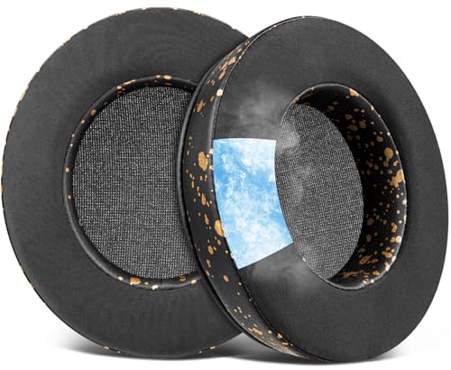 Almohadillas para auriculares SOULWIT con gel refrigerante, repuesto para auriculares Razer Blackshark V2 X y Blackshark V2 HyperSpeed, espuma de aislamiento acústico de alta densidad - Negro Dorado