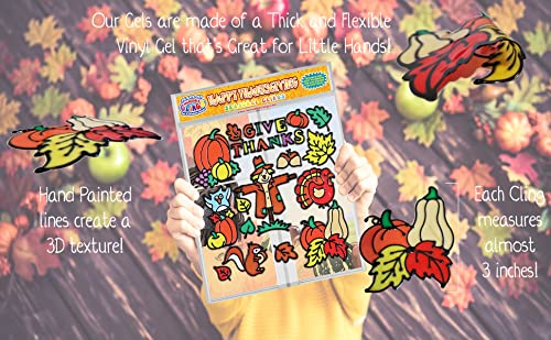 Thanksgiving Gel Window Clings For Kids - Window Stickers For Toddlers, Gel Clings Window Decals Kids Jelly Reusable Sticker - Home Car Plane Airplane Activities - Pumpkin, Turkey (Jesplay Usa) #TOP3