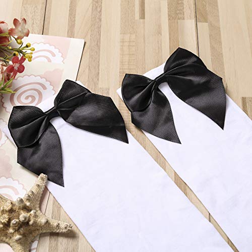 Image of Honganda Sexy Women's Thigh High Stockings, Over Knee Lace Top Sheer Stockings with Satin Bows Leg Thigh Socks for Women