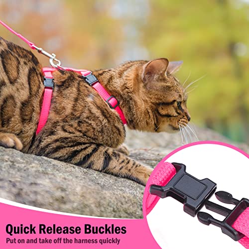 PUPTECK Adjustable Cat Harness and Leash Set Escape Proof Kitten Strap Collar for Walking Travel, Hot Pink - Image 4