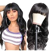 Amella Hair Brazilian Body Wave Wigs With Bangs Virgin Brazilian None Lace Front Wigs Human Hair ...