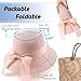 Zsedrut Women Sun Straw Hat Summer Beach Cap Foldable Sun Visor Wide Brim with Strap,Big Bowknot,Adjustable Size (PinkBow,Women)