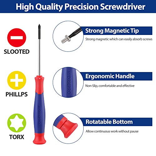 Workpro 33Pcs Precision Repair Tool Set Includes Pliers Set, Screwdrivers Set, Craft & Utility Knife, Tweezers, Electronic Repair Tool Kit With Pouch For Laptops, Phones, Computer & Gaming Accessories #TOP3
