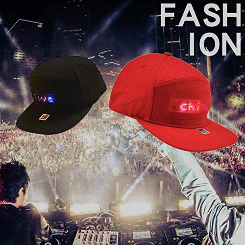 EONYUANGUO LED Light Up Hat, Led Display Hat Cap Cool Hat with Screen Light Waterproof, DIY Editing Hip-hop Flash Cap for Club Party Birthday Christmas, App Controlled (Black) EONYUANGUO LED Light Up Hat, Led Display Hat Cap Cool Hat with Screen Light Waterproof, DIY Editing Hip-hop Flash Cap for Club Party Birthday Christmas, App Controlled (Black)