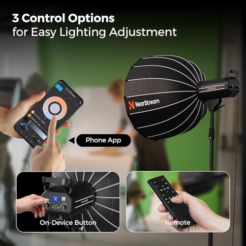 Image of NearStream SL40 100W Softbox Lighting Kit with Tripod, 110'' Adjustable Stand, 27.6'' Softbox, 2700K-6500K Dimmable LED Studio Light, CRI 97+, Remote & App Control for Live Streaming and Video Record
