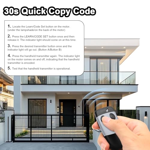 2 Stück Ersatz-Fernbedienung Cardin S449, 433,92 MHz, 2 Kanäle, kompatibel mit Cardin TXQ449100 TXQ449200