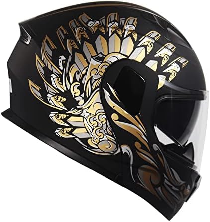 KYPARA Motorcycle Dual Visor Flip up Modular Full Face Helmet with DOT Certification of Impressionism (XL, Michael.Matt)