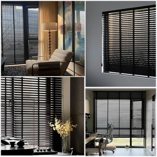 Persianas venecianas de madera negra de 50mm para regular la luz con elegancia en tu salon 5
