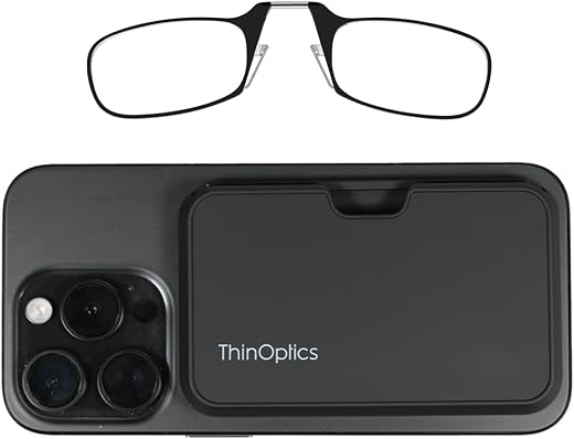 ThinOptics Folding Reading Glasses 1.0 1.5 2.0 2.5 with MagSafe Compatible Pod Case - Slim & Foldable Spectacles Black Fra...