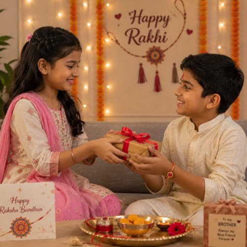 Image of Personalized Kids Wooden Gullak with Cute Bal Ganesh Theme & Magnet Rakhi | Custom Name Piggy Bank Money Saving Box for Boys | Raksha Bandhan Gift Set with Roli Chawal