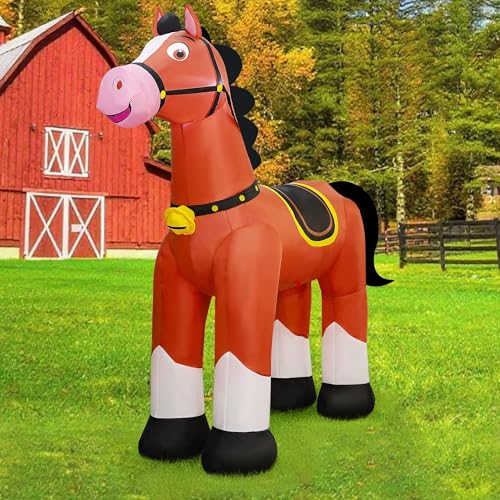 Lulu Home 6.2FT Giant Inflatable Horse Blow Up Horse with Built-in LED Lights Air-Blown Animal Holiday Display for Spring Summer Indoor Outdoor Yard Lawn Farm Ranch Animal Themed Party Decoration